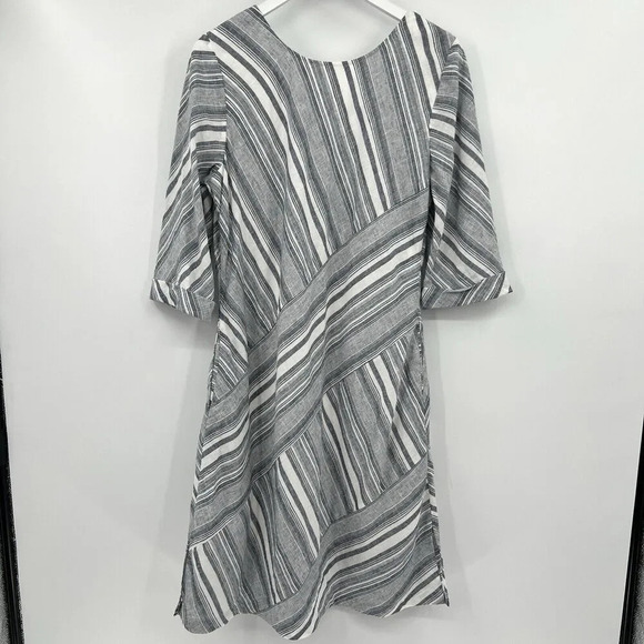 Soft Surroundings Linen Blend Sonya Dress Striped 3/4 Sleeves 2FV15 Size Medium - Picture 7 of 12